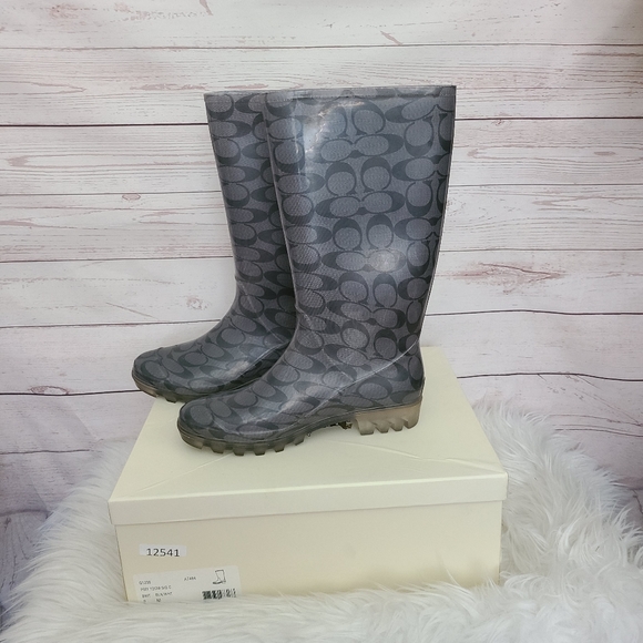 Coach Shoes - Coach Signature C Classic Gray Rain Boots Size 8